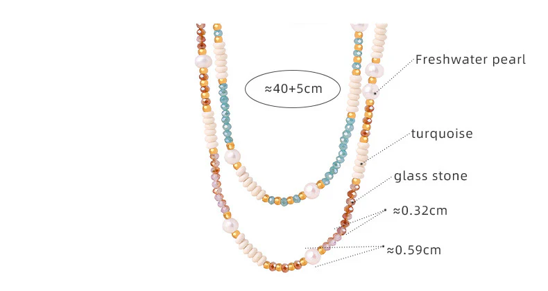 Glass Stone Pearl Turquoise Necklace