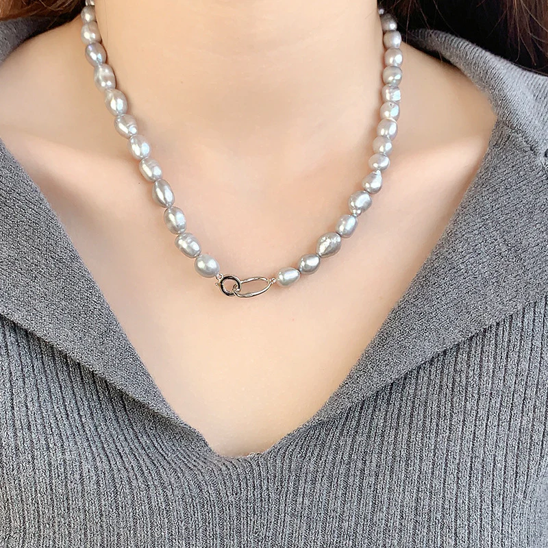 Natural Gray Baroque Pearl Necklace