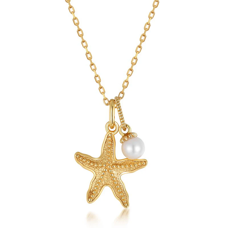 Pearl and Gold Starfish Necklace