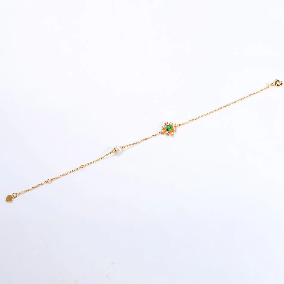 Emerald and Pearl Bracelet