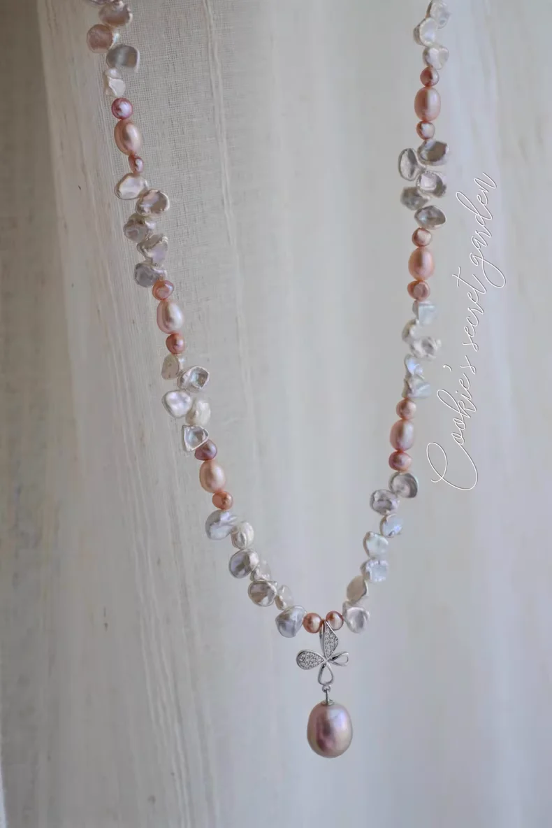 【Monet Garden Collection】 Handmade Princess Baroque Pearl Necklace