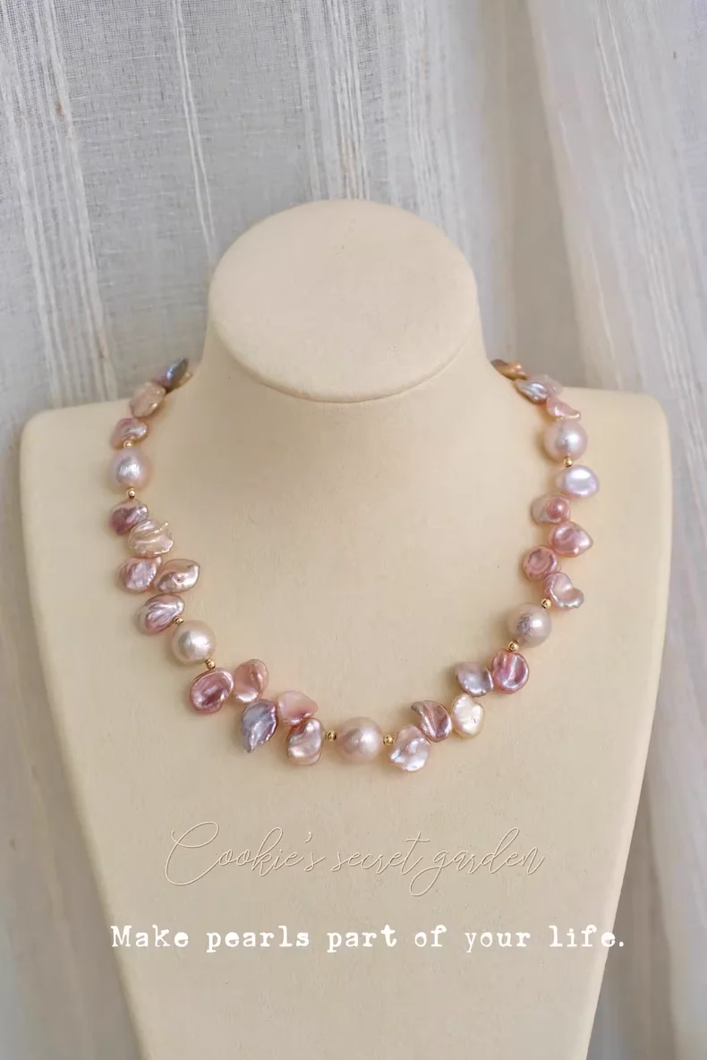 【Monet Garden Collection】 Handmade Secret Garden Baroque Pearl Necklace