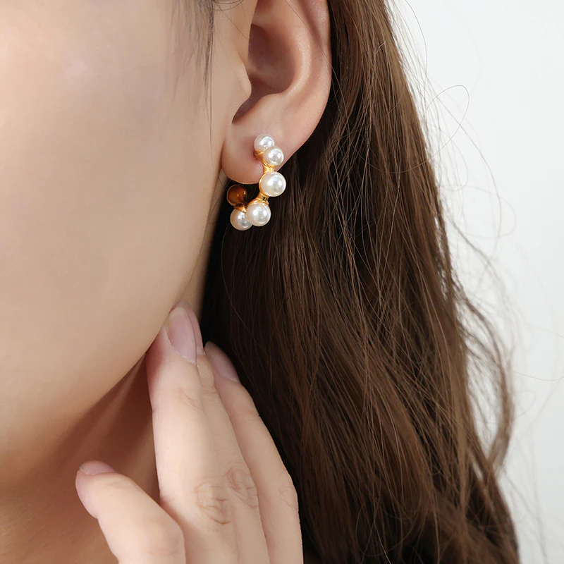 Fashion Chic Gold Geometric Pearl Earring