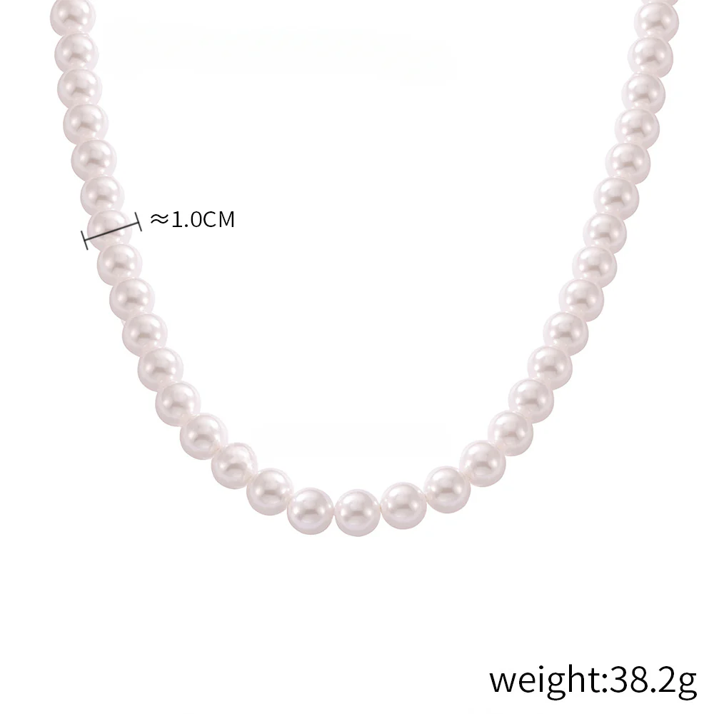 8mm 10mm 12mm White Grey Brown Pearl Bead Necklace