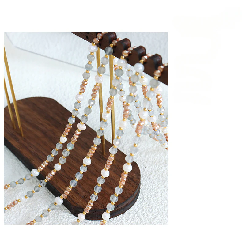 Bohemian Style Pearl Stone Glass Beaded Necklace