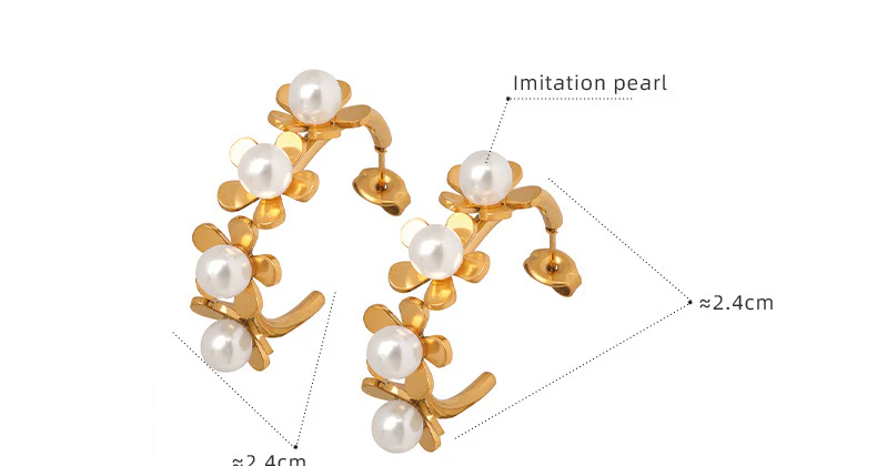 Pearl Flower Climbing Circle Earrings