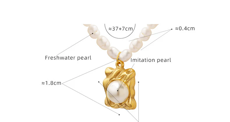 Pearl Inlay Geometric Pendant Freshwater Pearl Necklace