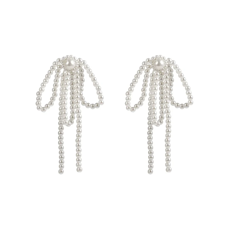 Pearl Tassel Bow Earring