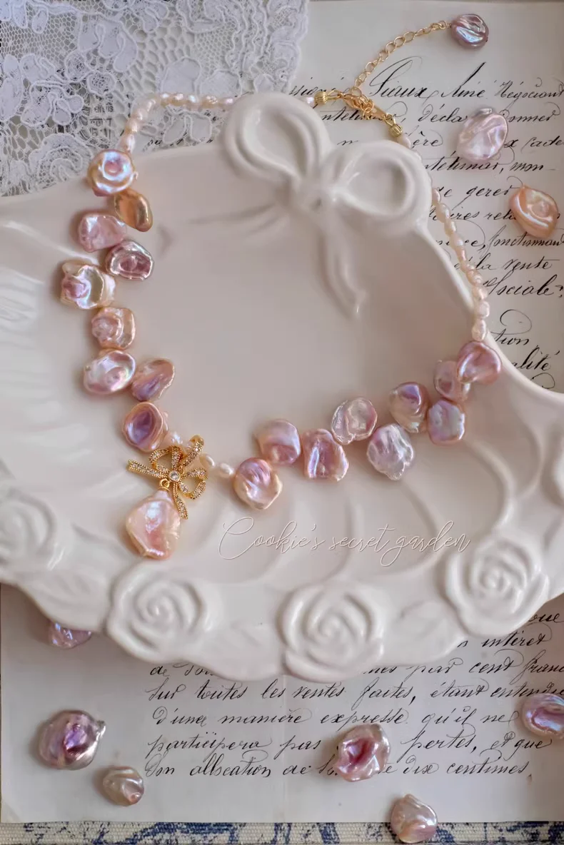 【Monet Garden Collection】 Handmade Princess Diary Baroque Pearl Necklace