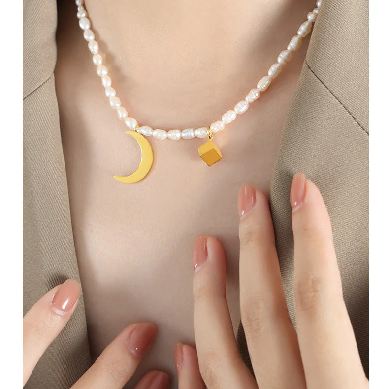 Gold Moon Pendant Necklace