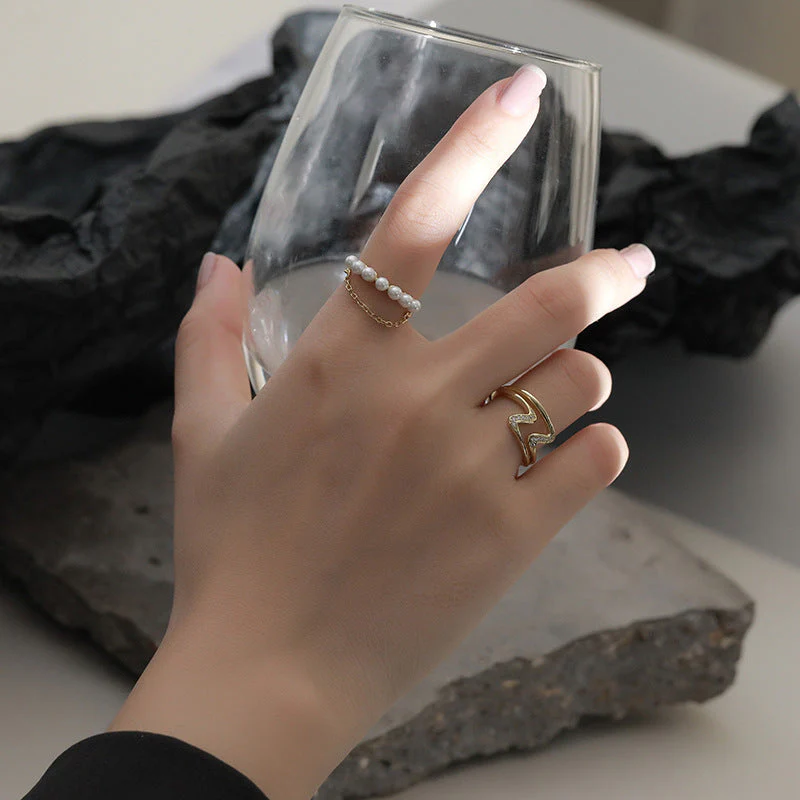 Pearls And Chain Pearl Ring