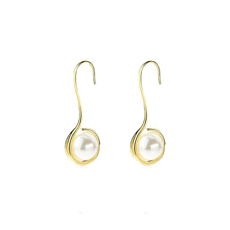 Seahorse Dangle Pearl Drop Earrings