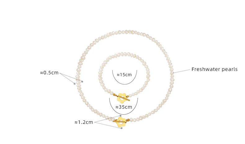 Flower Pearl Necklace and Bracelet Set