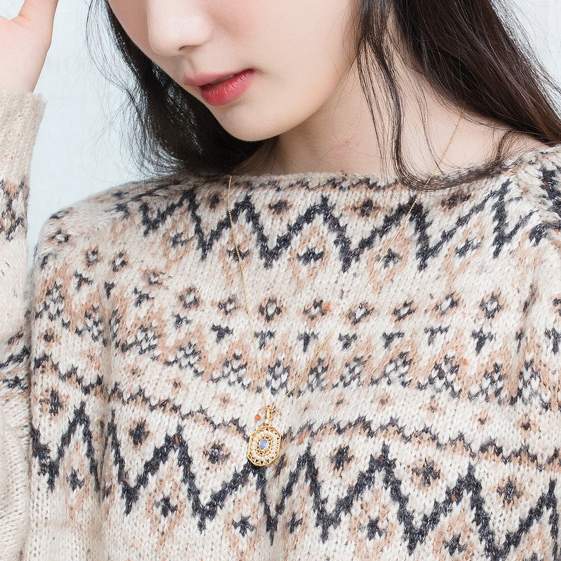 Synthetic Opal And Pearl Pendant