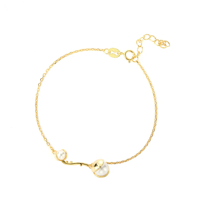 Dainty Silver Pearl Bracelet