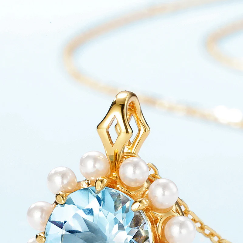 Pearl and Blue Topaz Pearl Pendant