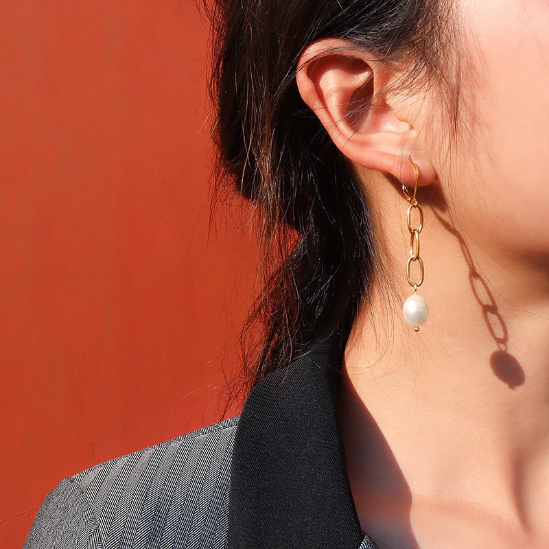 Chain Tassel Pearl Dangle Earring