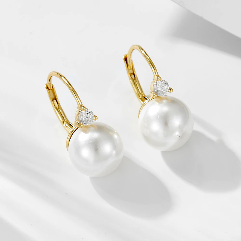 Zircon 10mm Pearl Earrings