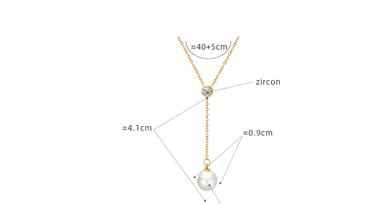 Dainty White Zircon Pearl Drop Y Necklace