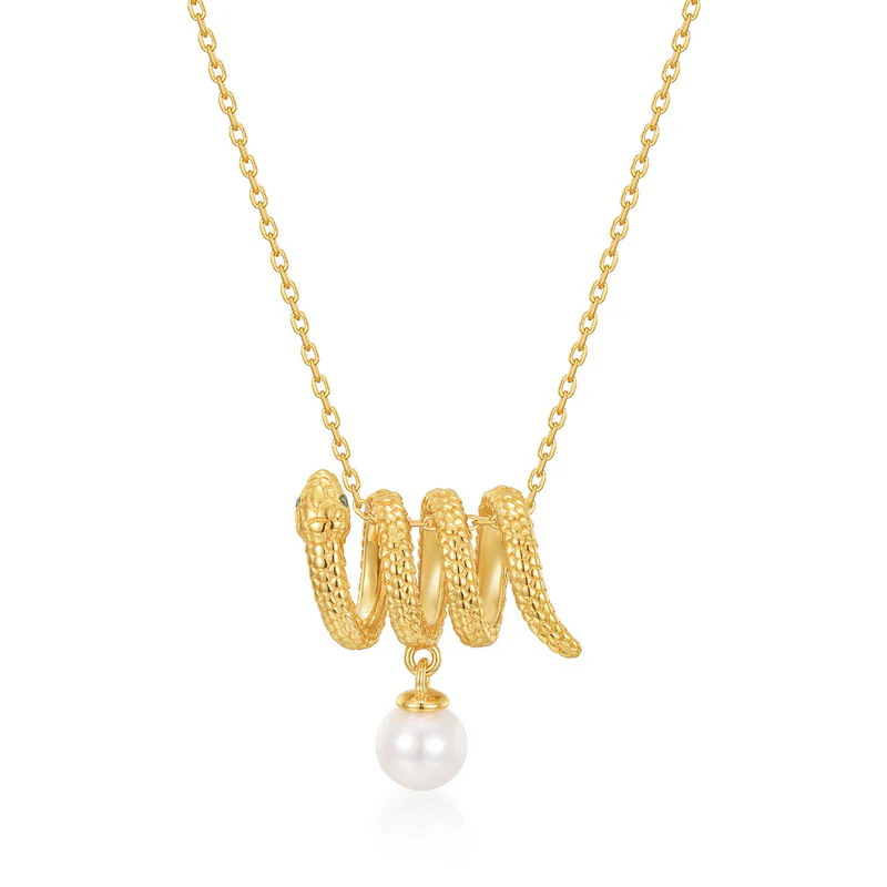 Pearl Dangle Snake Pendant