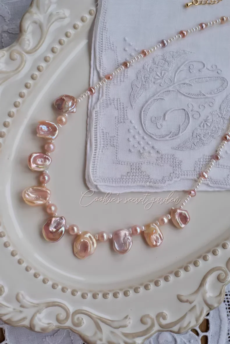 【Monet Garden Collection】 Handmade Freshwater and Baroque Pearl Necklace