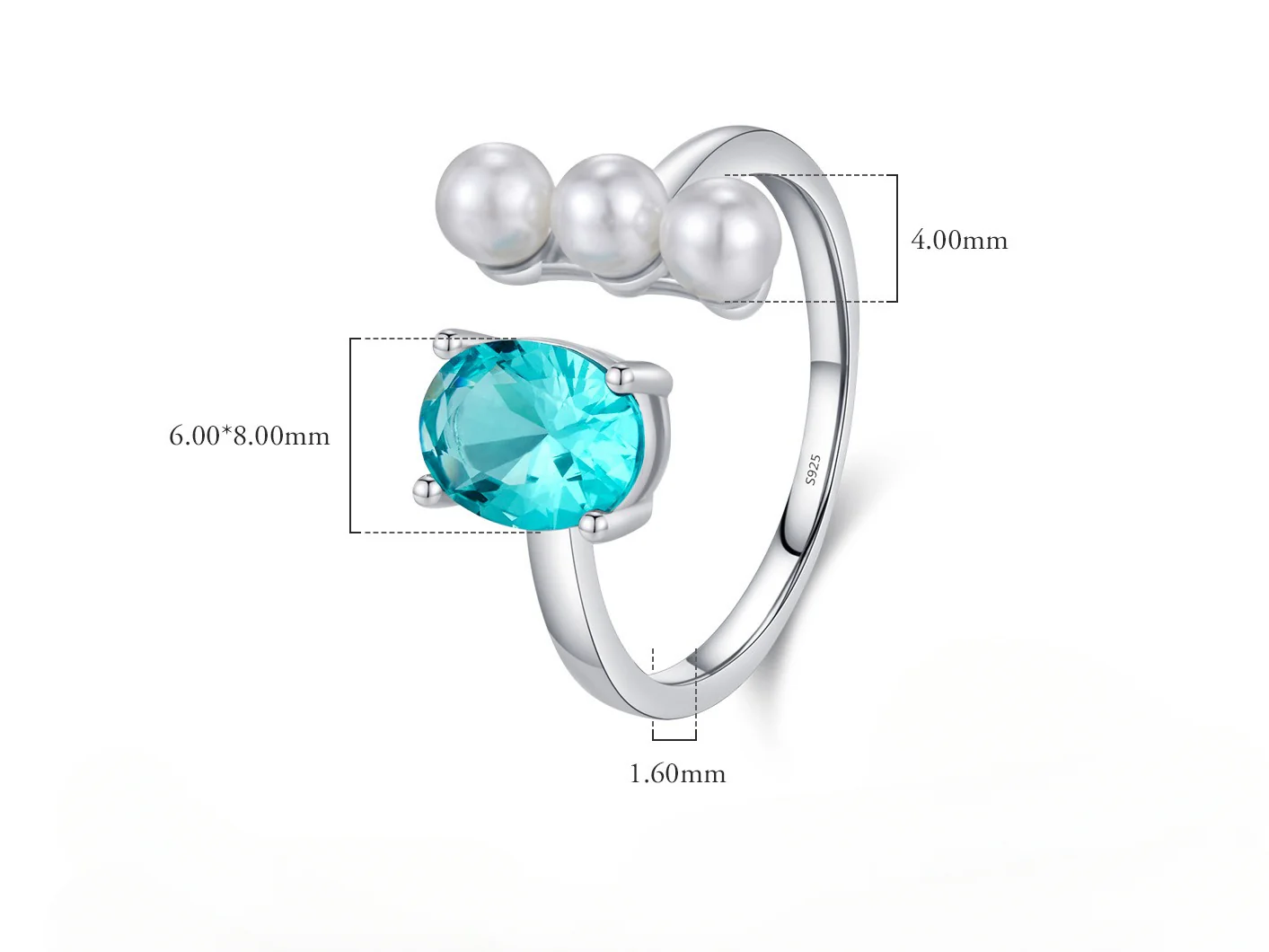 Aquamarine and Pearl Ring