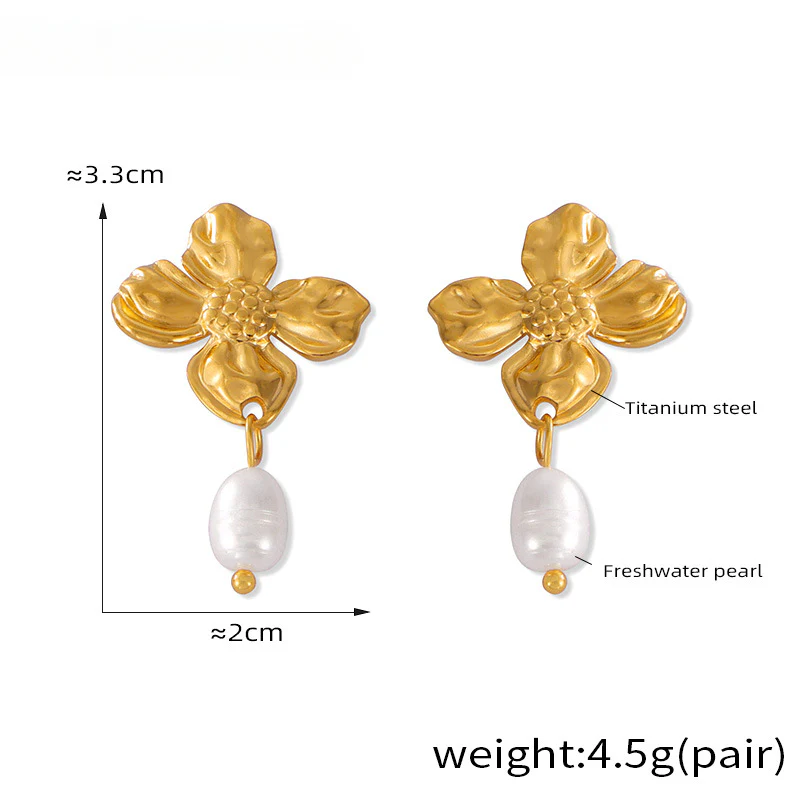 Elegant Flower Pearl Drop Earrings