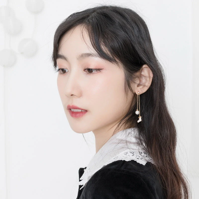 Pearl Christmas Earrings