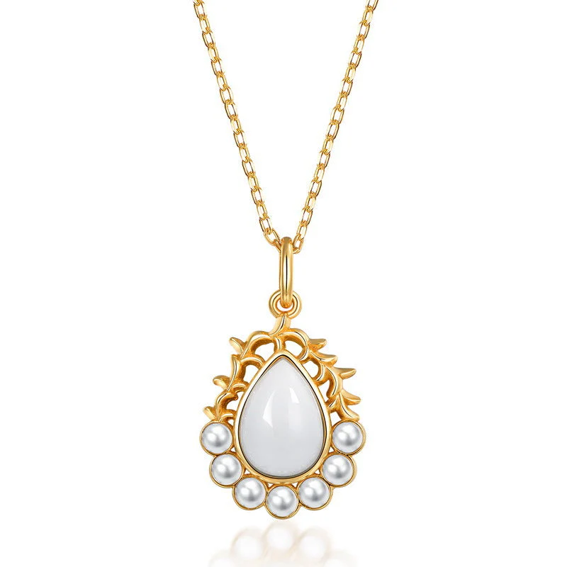 Waterdrop White Agate Pearl Pendant