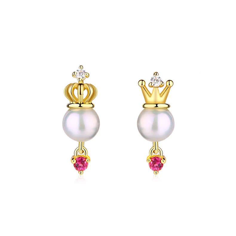 Pearl Earrings Stud Crown Earrings