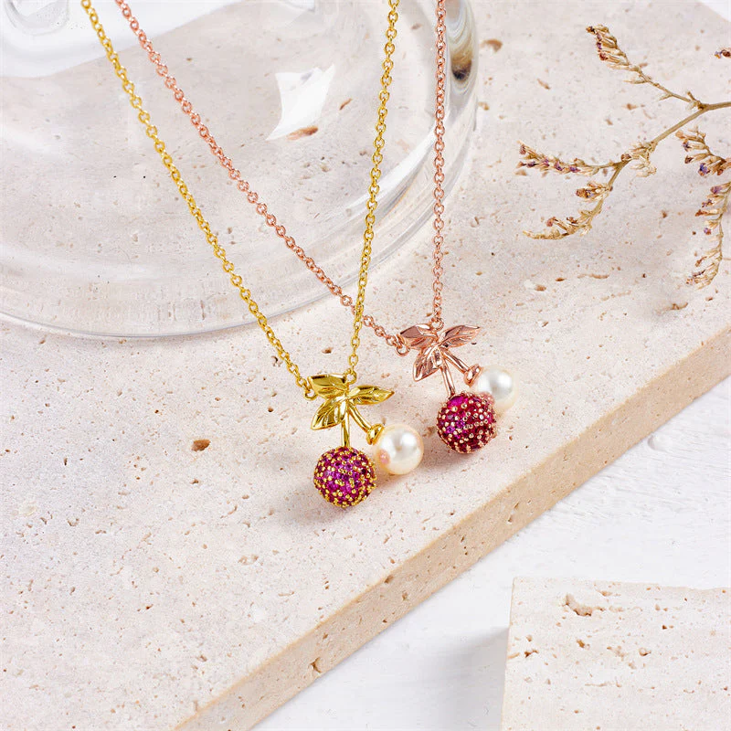 Cherry Dainty Pearl Necklace