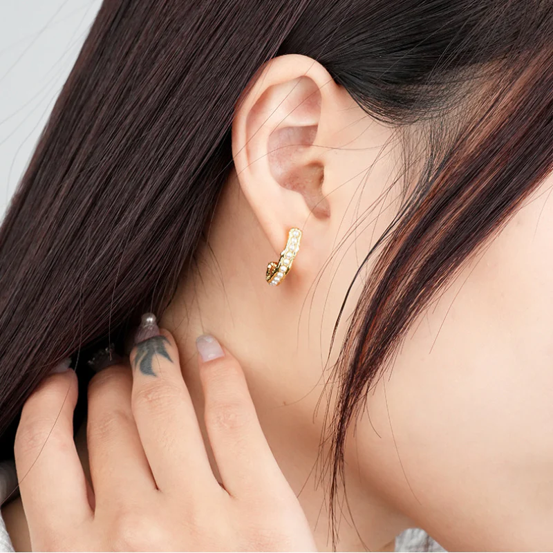 Gold C Earrings