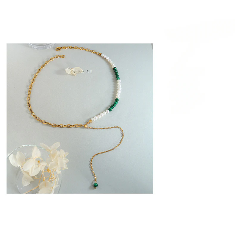 Turquoise and Pearl Adjustable Y Necklace