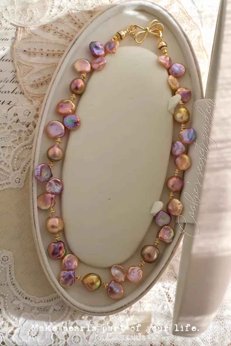 【Monet Garden Collection】 Handmade Gallery Baroque Pearl Necklace