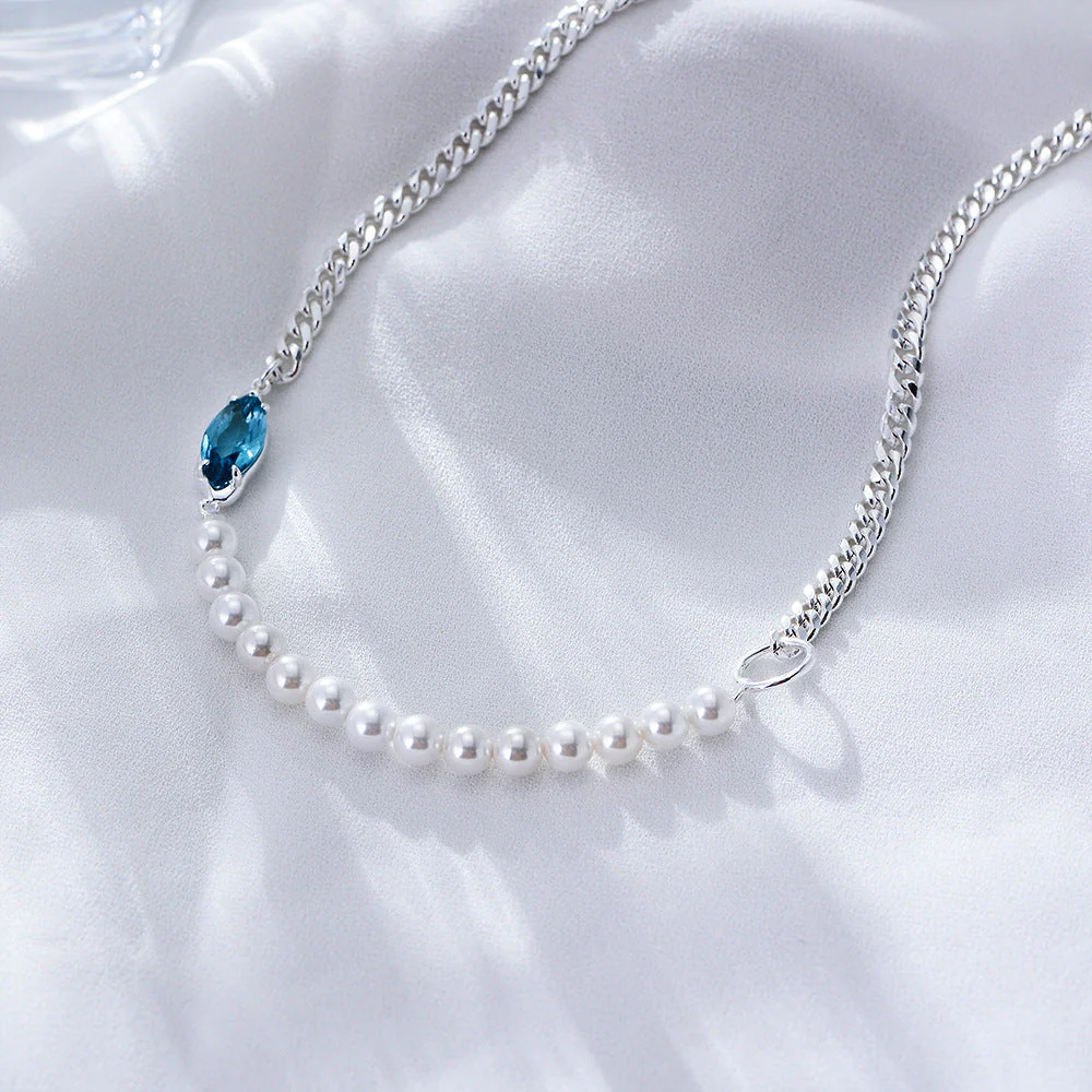 Half Chain Half Pearl Necklace