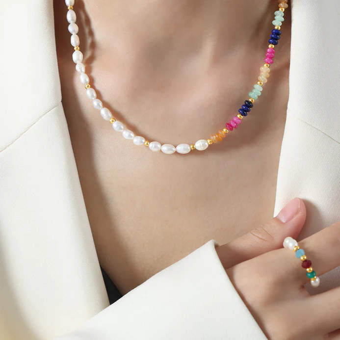 Barbie Pink Abacus Bead and Freshwater Pearl Necklace