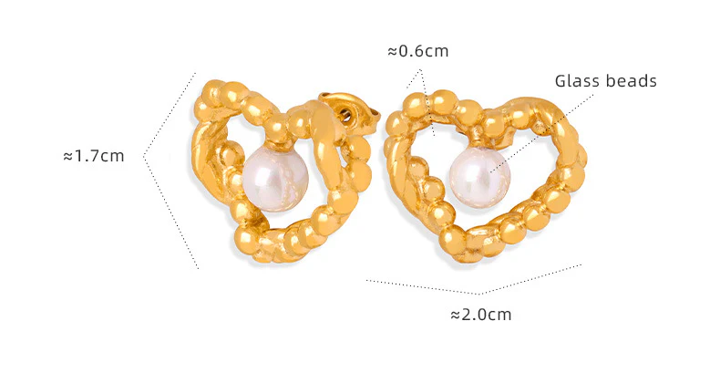 Twist Hollow Heart Pearl Earrings