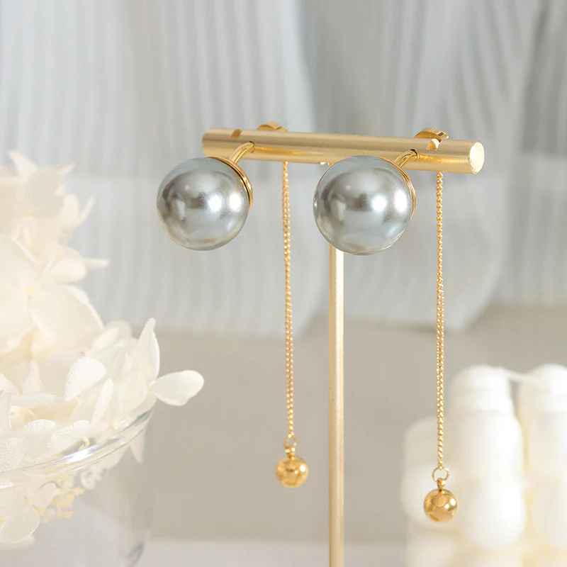 Tassel Stud Large Pearl Earrings