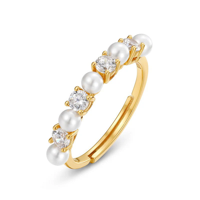 Zircon and Pearl Ring