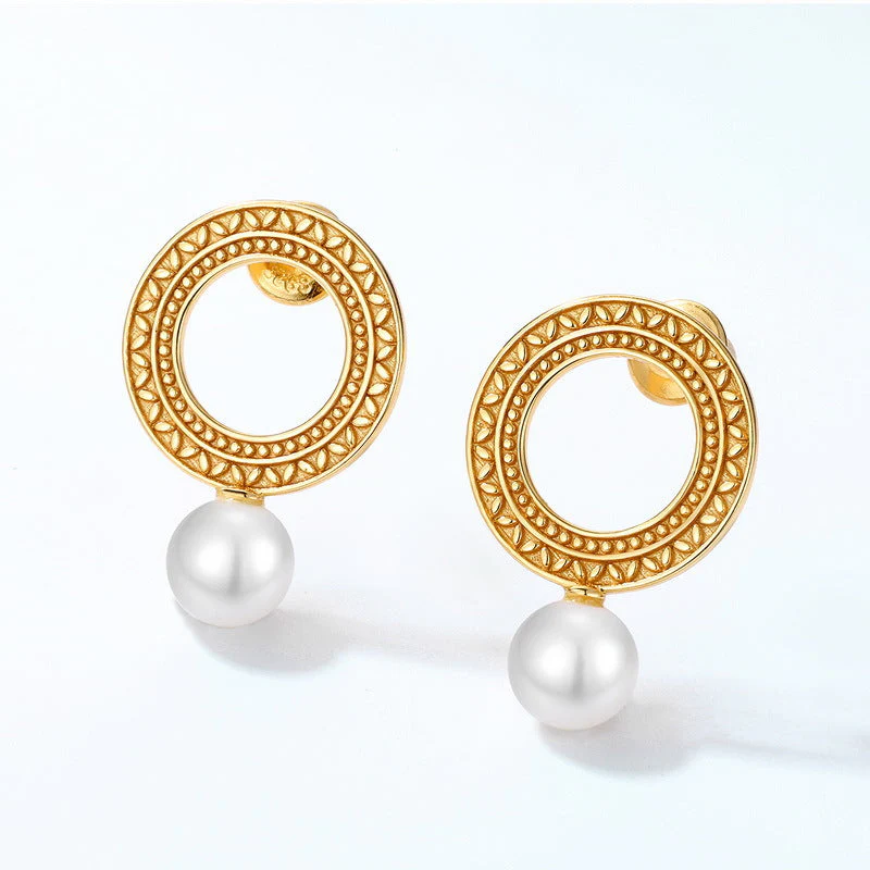 Roman Rune Pearl Dangle Earrings