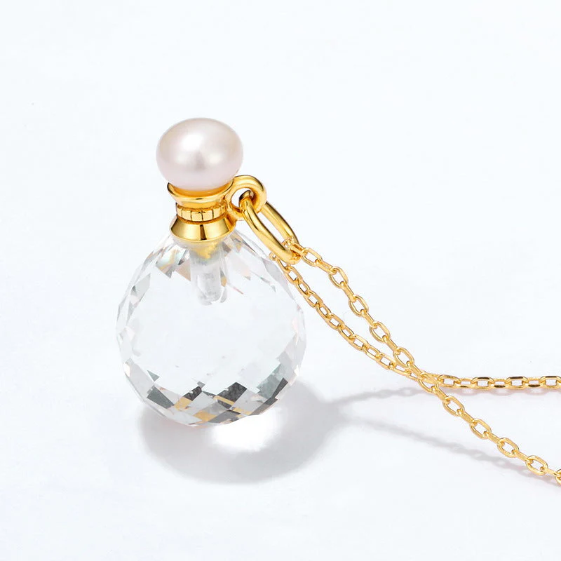Crystal Perfume Bottle Pearl Pendant