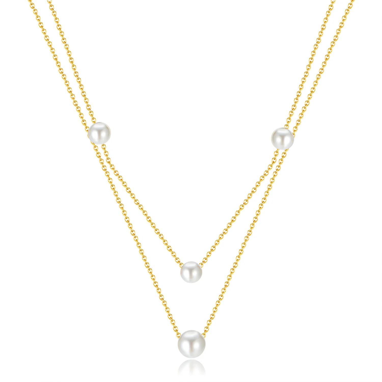 Two Layer Floating Pearl Necklace