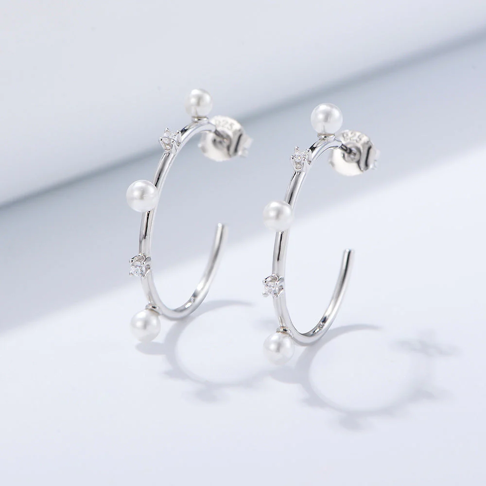 Unique Zircon Pearl Hoops Earring