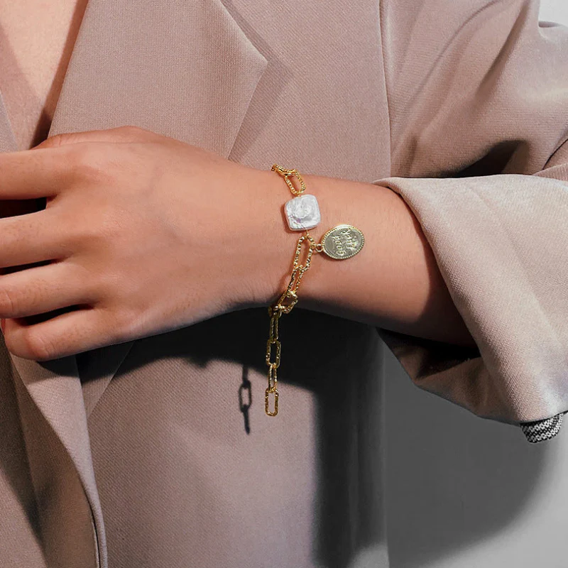 Good Luck Coin Baroque Pearl Bracelet