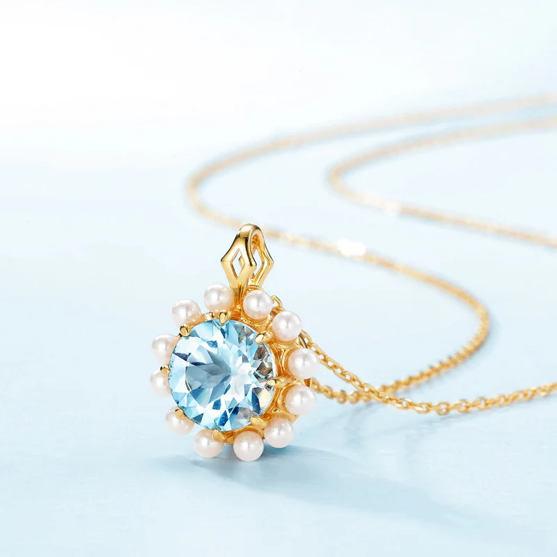 Pearl and Blue Topaz Pearl Pendant