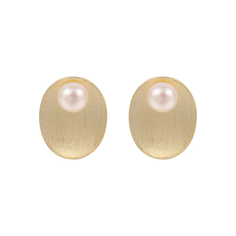 Retro Matt Round Plate Pear Earrings