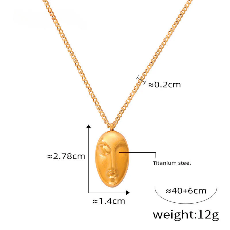 Statement Heart Facial Pendant Collarbone Necklace