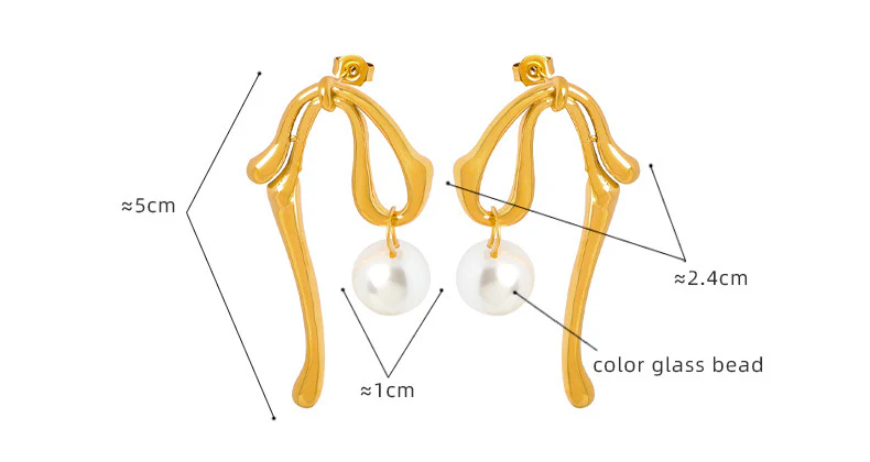 Irregular Bow Dangle Pearl Earring