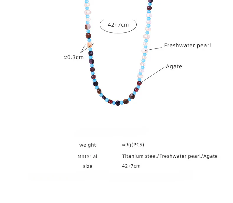 Natural Agate and Freshwater Pearl Necklace