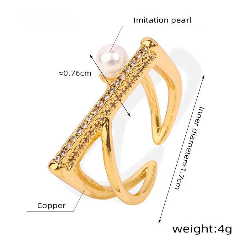 Geometric Open Diamond and Pearl Ring